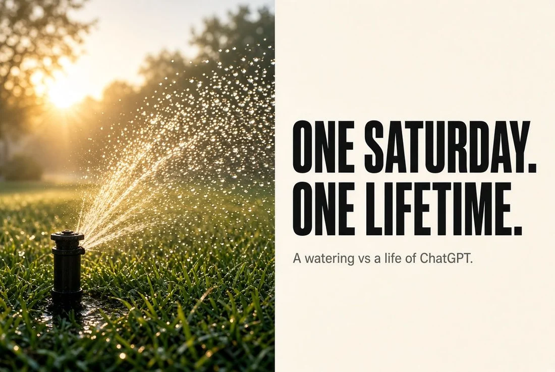 One Saturday of sprinklers uses more water than a lifetime of ChatGPT.