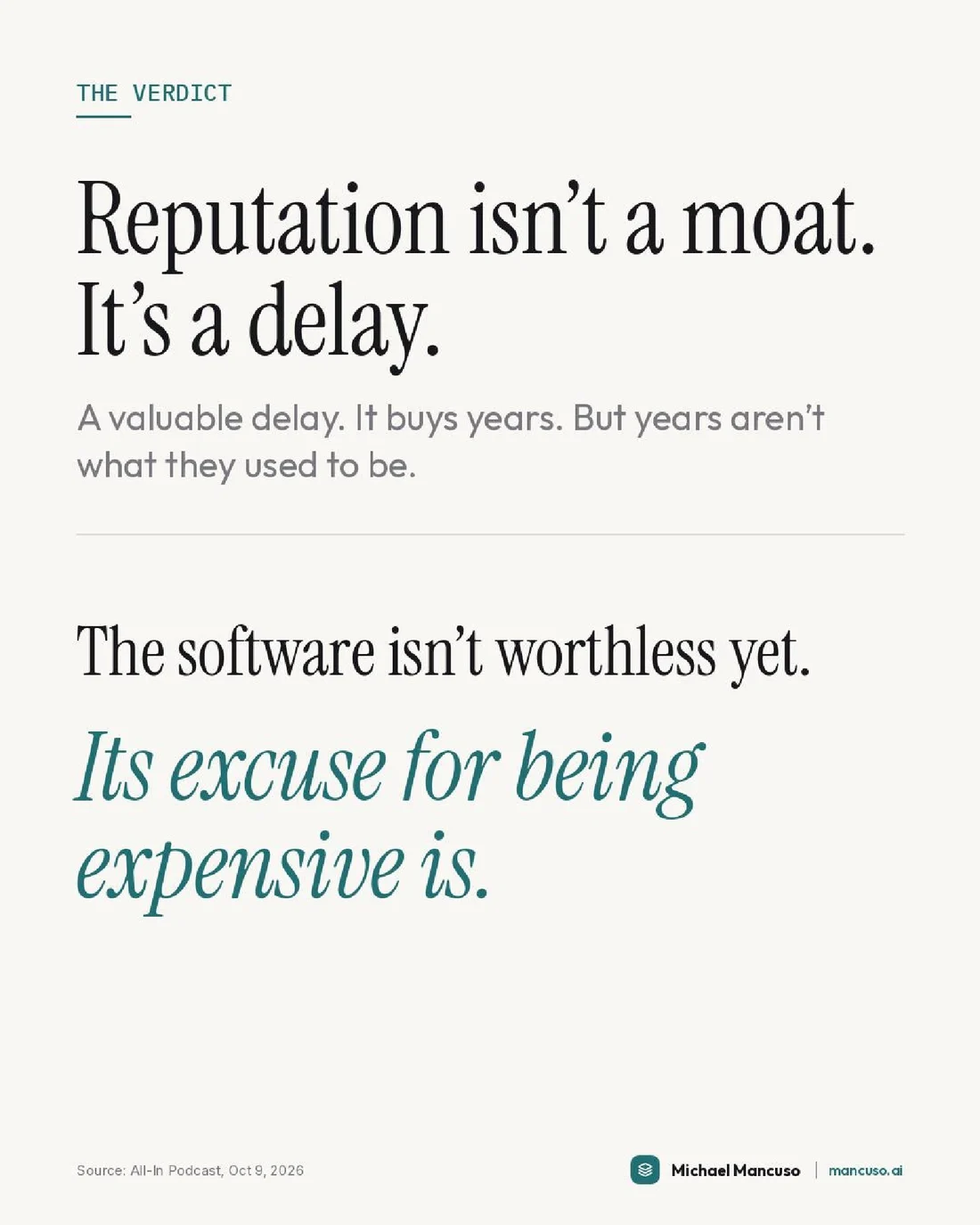 Reputation Is a Delay, Not a Moat., page 5 of 5