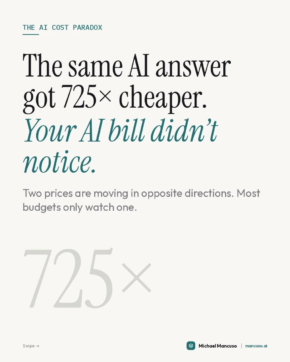 Same Answer, 725× Cheaper. Same Bill., page 1 of 7